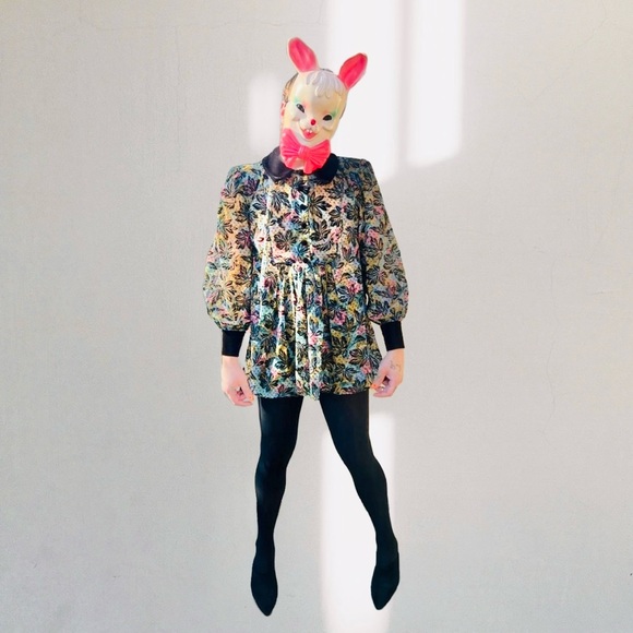 Dresses & Skirts - Vintage Burnout Velvet Confetti Color Babydoll Top